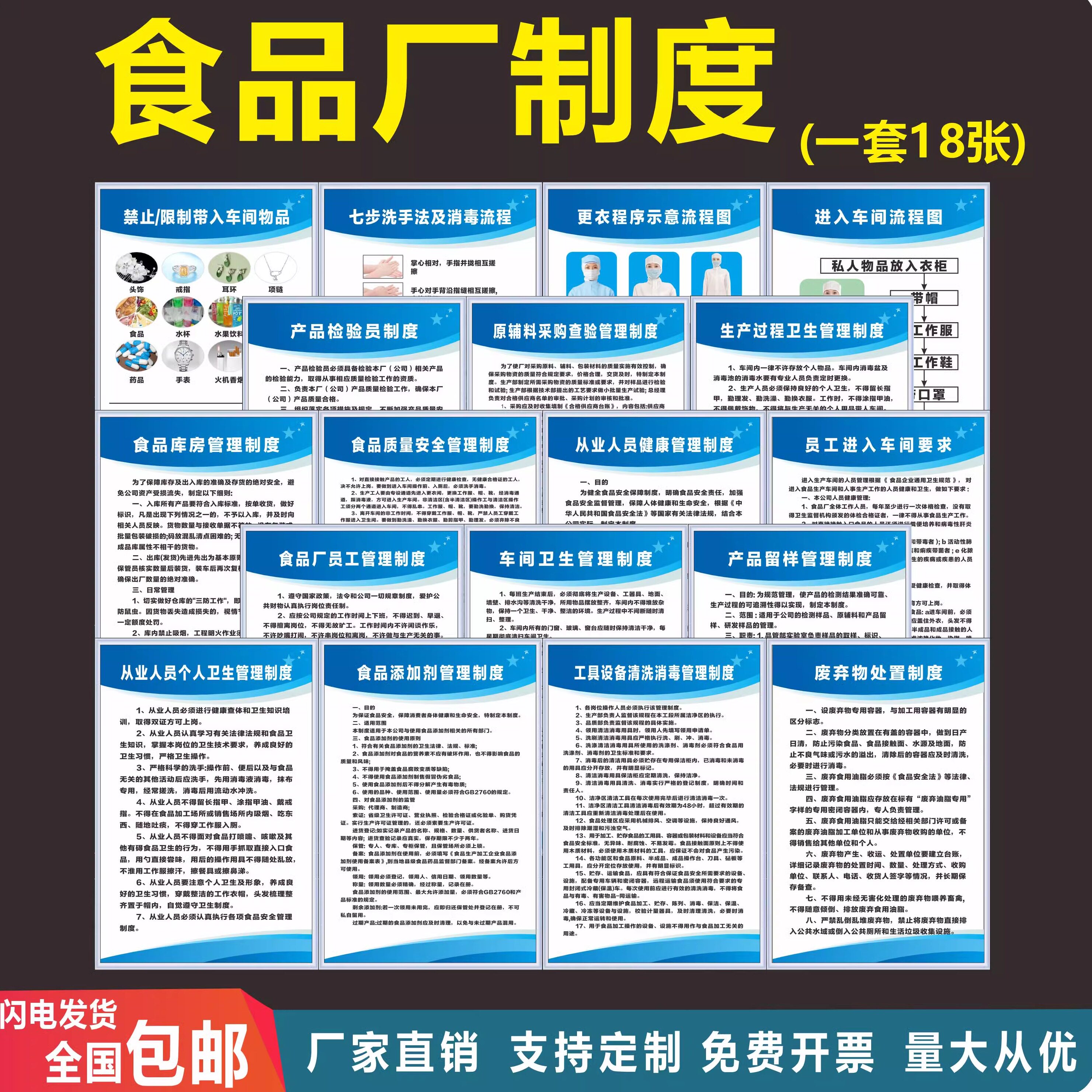 食品加工安全安全检查进入车间流程图七步洗手法生产车间管理制度