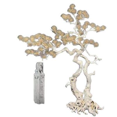 大型迎客松雪松双杆马尾松商场装饰树摆件松树实木雕刻树高仿真