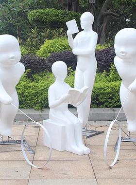 户外卡通雕塑摆件园林景观装饰庭院商场幼儿园美陈玻璃钢娃娃小品
