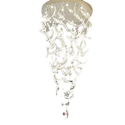 旋转楼梯过道羽毛玻璃复式楼别墅吊灯酒店大堂售楼部沙盘工程灯具