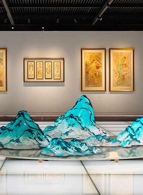 透明假山形树脂雕塑现代办公室酒店客厅家居软装饰工艺品装置摆件