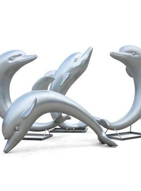 户外仿真海豚摆件玻璃钢动物海洋雕塑园林景观售楼处水池沙滩装饰
