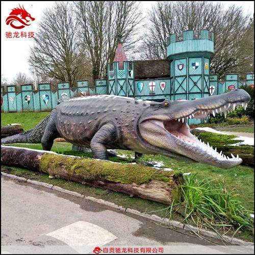 仿真电动鳄鱼防水机器可动鳄鱼模型软体动雕机械仿真动物机模