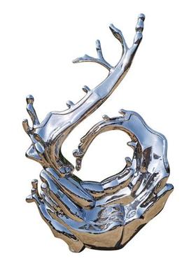 大型不锈钢水浪花雕塑定制创意水滴波纹庭院装饰水景镜面美陈摆件