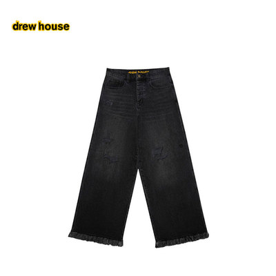 drewhouse破洞牛仔裤阔腿水洗