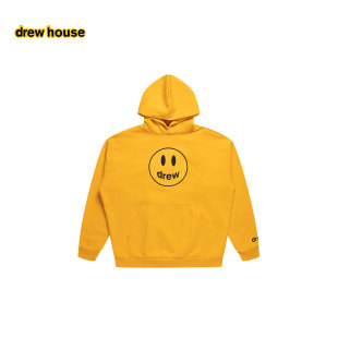 mascot笑脸图案连帽拉绒卫衣宽松纯棉金黄色男女同款 drew house