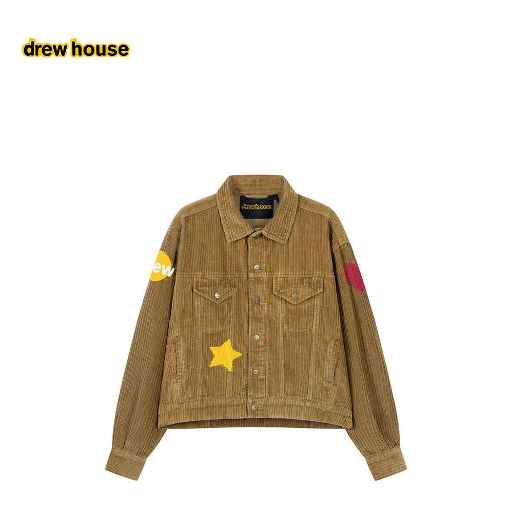 drew house db人像印花灯芯绒卡车夹克外套纯棉美式休闲男女同款