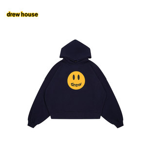 drew house mascot笑脸拉绒连帽卫衣深海军蓝色男女同款