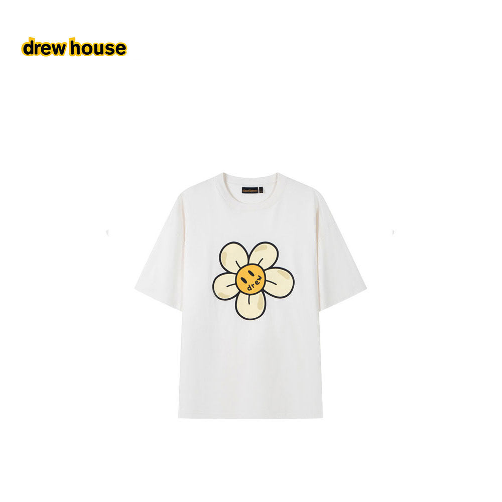 drew house daisy雏菊图案白色圆领短袖T恤纯棉休闲男女同款