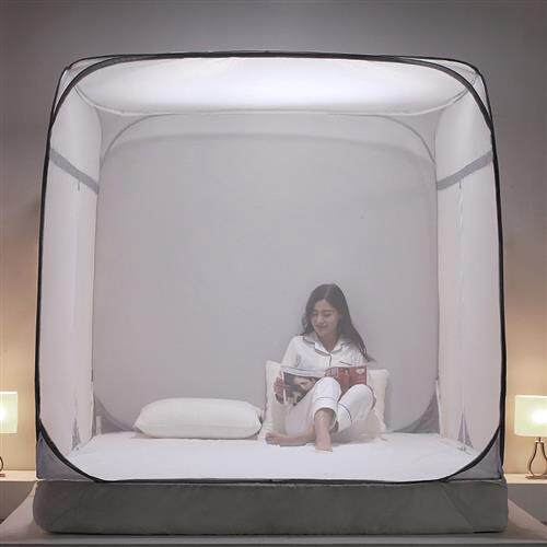 喜富锦蚊帐家用免安装1.5m蒙古包两三开门折叠拉链式1.8米双人床