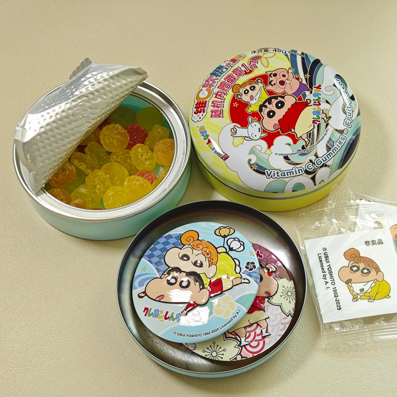 好心情维C软糖蜡笔小新水果味橡皮糖QQ糖水果糖内赠随机徽章