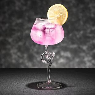 高颜值扭结高脚红酒杯香槟杯葡萄甜酒特调冷饮料鸡尾酒玻璃杯 个性