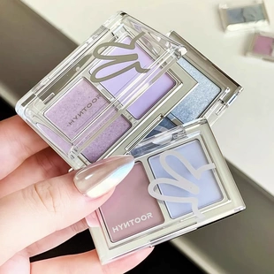 韩女冷感的统治区！黑兔降温双色眼影盘珠哑光爆闪黑蓝紫色低饱和