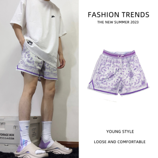 腰果花美式小短裤男跑步运动篮球四分裤不过膝网眼透气训练裤夏季