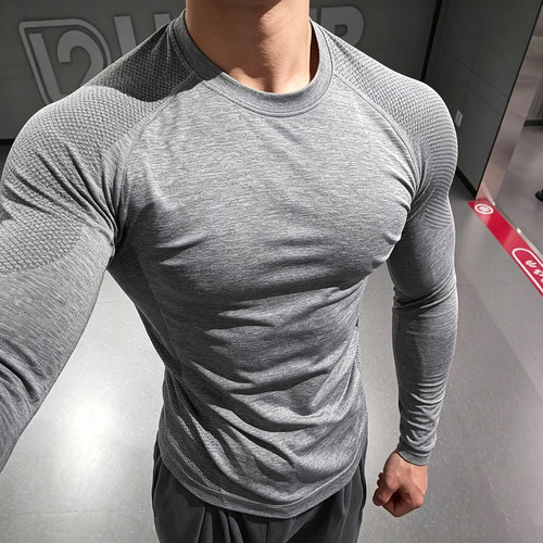 无缝显大运动服速干训练长袖