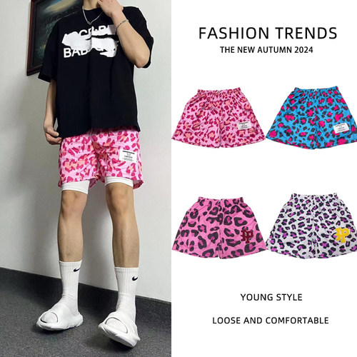 豹纹款式美式短裤男女篮球四分裤