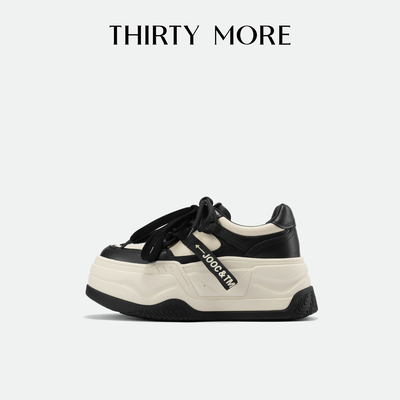 Thirty More潮酷系带厚底运动鞋2025秋冬新款松糕鞋透气休闲女鞋