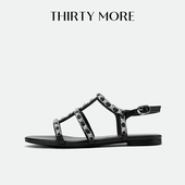 复古凉鞋 Thirty 女 新款 休闲百搭一字带法式 More平底鞋 女2026春季