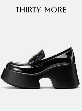 Thirty More复古乐福鞋女2025秋冬新款通勤小皮鞋女厚底休闲单鞋