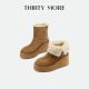 Thirty More可翻折皮毛两穿雪地靴女2025秋冬新款 加绒加厚棉靴女