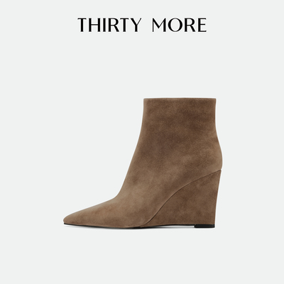【时尚先锋】Thirty More复古短靴女2025秋冬新款气质尖头时装靴