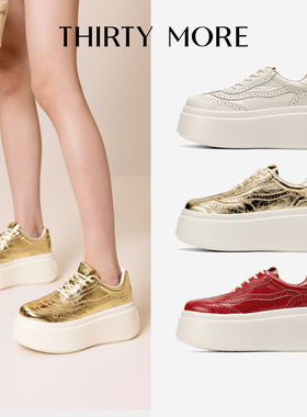 【复古派对】Thirty More新年红布洛克风女鞋2026春季新款德训鞋