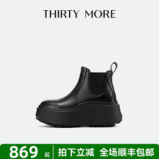More時(shí)尚 極簡(jiǎn)主義 Thirty 復(fù)古短筒靴 切爾西靴女2025秋冬新款