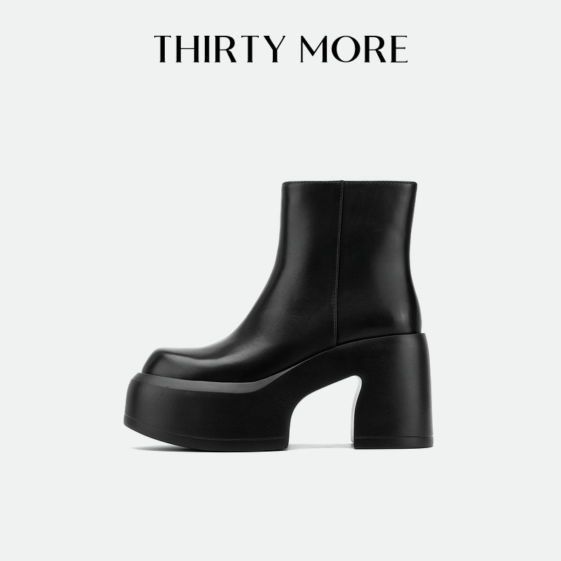 【城市漫游】Thirty More短靴2024秋冬新款防水台时装靴粗跟女靴,女鞋,时装靴,淘宝优惠券,粉丝福利购,淘宝优惠卷