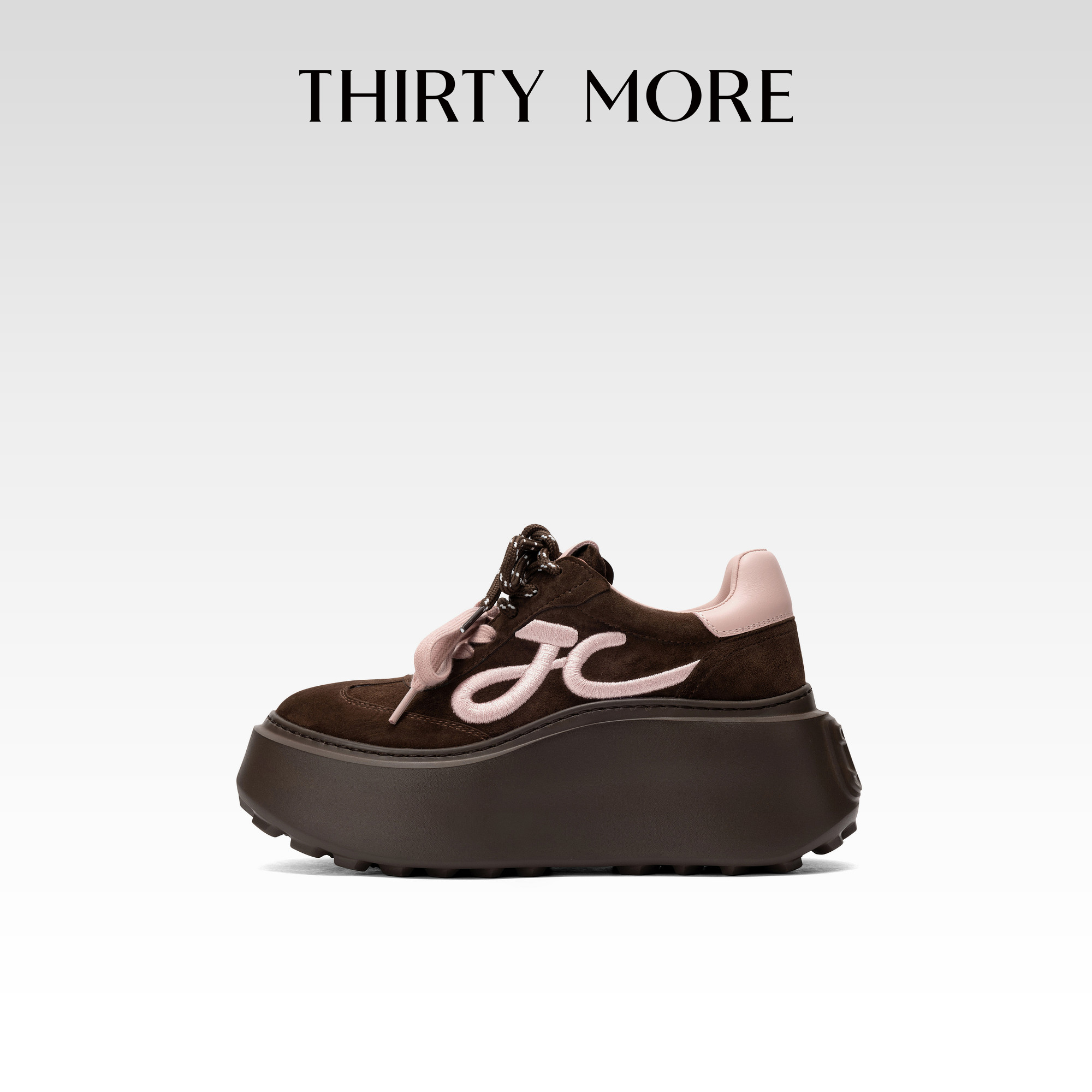 【漫展泡泡】Thirty More增高德训鞋女秋冬新款双系带休闲面包鞋