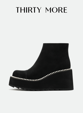 【经典重现】Thirty More复古瘦瘦靴2025秋冬新款圆珍珠绕边女靴