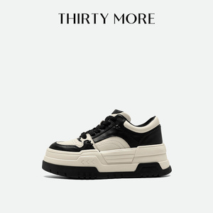 ThirtyMore厚底增高板鞋2025休闲运动女鞋厚底黑白熊猫鞋平底舒适