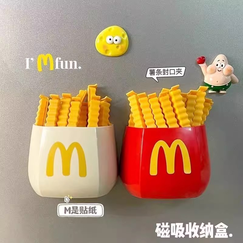 冰箱壁挂置物架侧面可爱磁力贴入户门后玄关麦当当薯条磁吸收纳盒