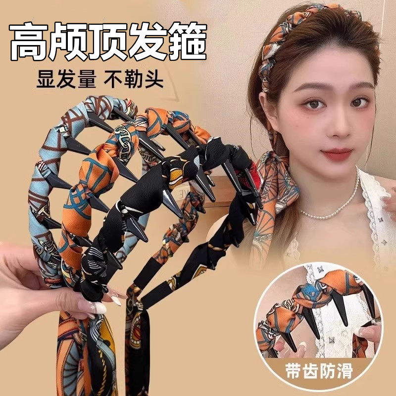 复古气质编发发箍女2025新款高级感飘带发带绑头发头箍一体系头饰