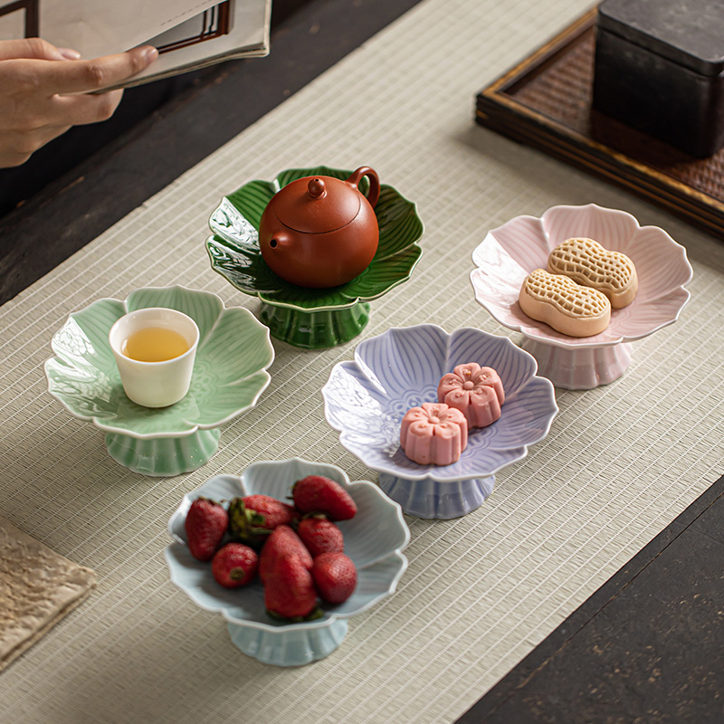 陶瓷高脚茶点盘零食盘精致点心盘