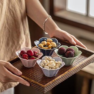 精致陶瓷果碟家用中式茶点盘零食盘茶歇盘复古围炉煮茶点心糕点盘