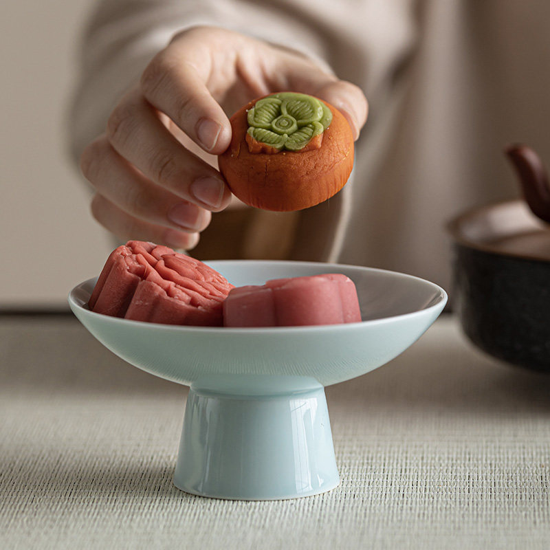 家用陶瓷高脚果盘中式茶点盘零食盘复古围炉煮茶点心糕点盘茶歇盘,餐饮具,果盆/果盘/果篮,淘宝优惠券,粉丝福利购,淘宝优惠卷