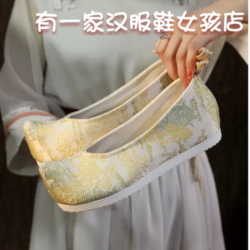 汉服鞋刺绣花鞋翘头老北京布鞋女