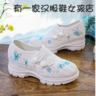 新款民族风汉服鞋子女古风绣花鞋舒适透气复古休闲文艺旗袍运动鞋