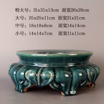 新石湾老旧盆盆景盆花座花架莲花底座高温烧制中式包邮纯陶品i.
