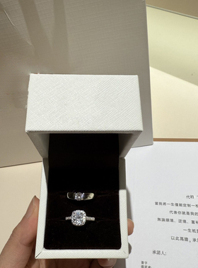 Dr Wife一克拉一生一枚纯银钻戒求婚结婚仪式戒指情侣对戒仿真