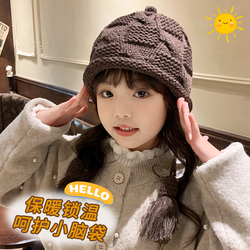 儿童帽子冬季女童加绒秋冬款女孩2024新款毛线帽宝宝针织帽女宝