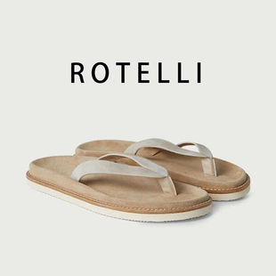 ROTELLI夏季羊皮绒夹趾松弛休闲随性百搭度假人字拖男拖鞋女老钱