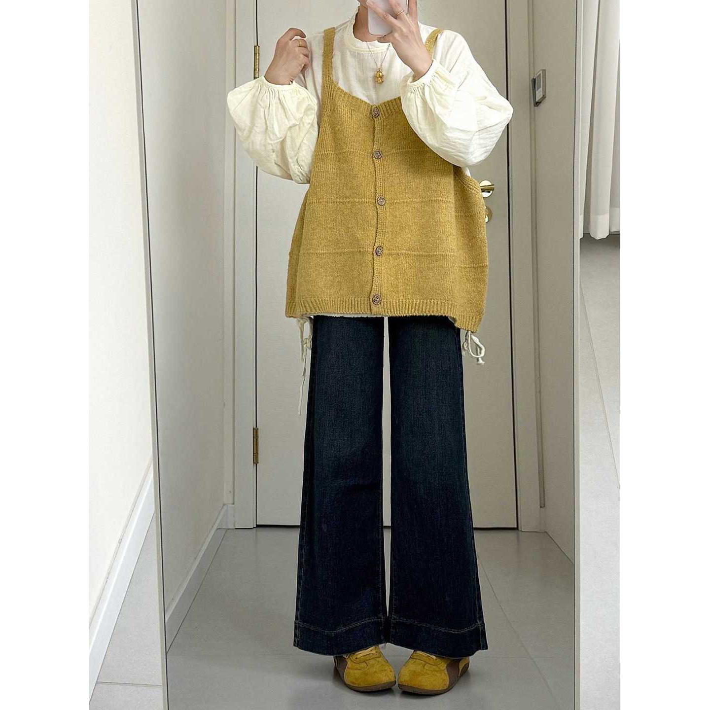 大码胖mm温柔气质长袖衬衫吊带马甲上衣女装秋季新款休闲百搭套装