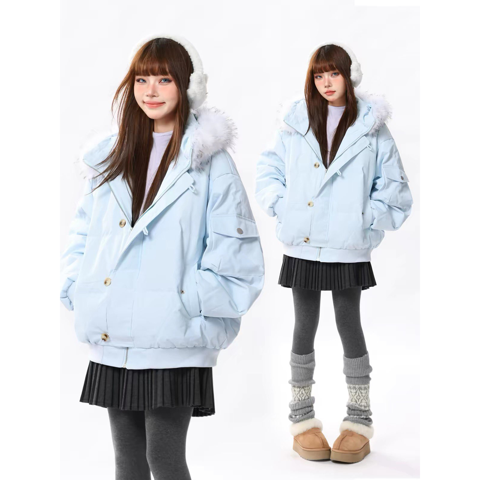 2026冬季新品连帽羽绒棉服女短款韩系学院风小个子面包服棉衣外套