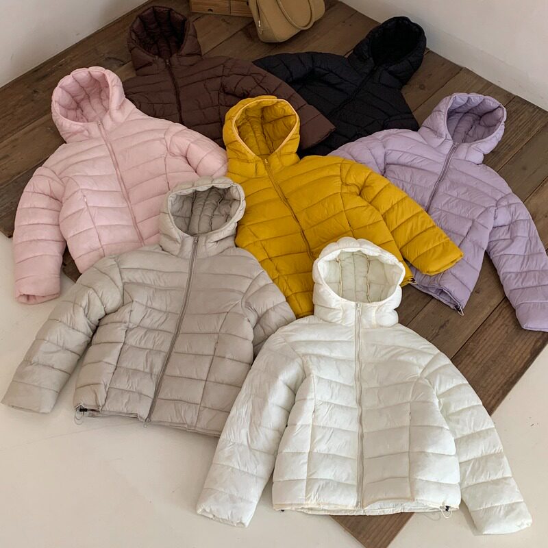超好看轻薄排骨羽绒棉服女连帽短款小个子保暖龟背冬季外套