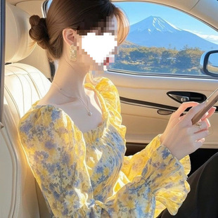 开学季 2026春季 蓝色碎花衬衫 漂亮高级上衣好看洋气法式 新款