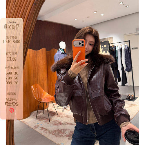 龍喜儿10.10AM8点开抢！【巴赫序章】百搭时尚PU油蜡皮外套女R400