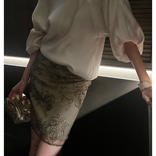 龍喜儿 【古董艺术】裙裤女夏季新款设计感重工刺绣气质裤子W610