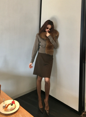 龍喜儿 法式羊毛垂感半身裙女高腰显瘦通勤毛呢A字短裙Y050