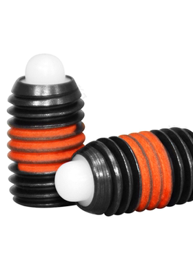 短弹簧柱塞轻载碳钢螺纹树脂销THRS/THRM SPRRS/SPRM M3 4 5 6 8